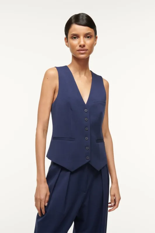 BRETT VEST | NAVY sold by STAUD