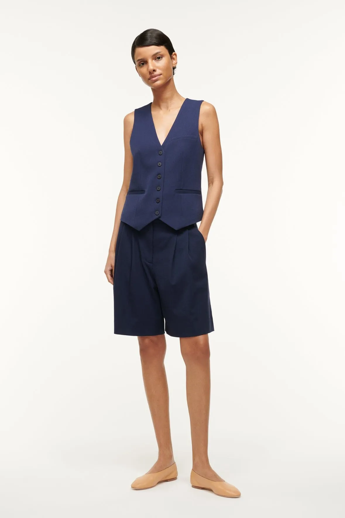 BRETT VEST | NAVY sold by STAUD product image thumbnail 5