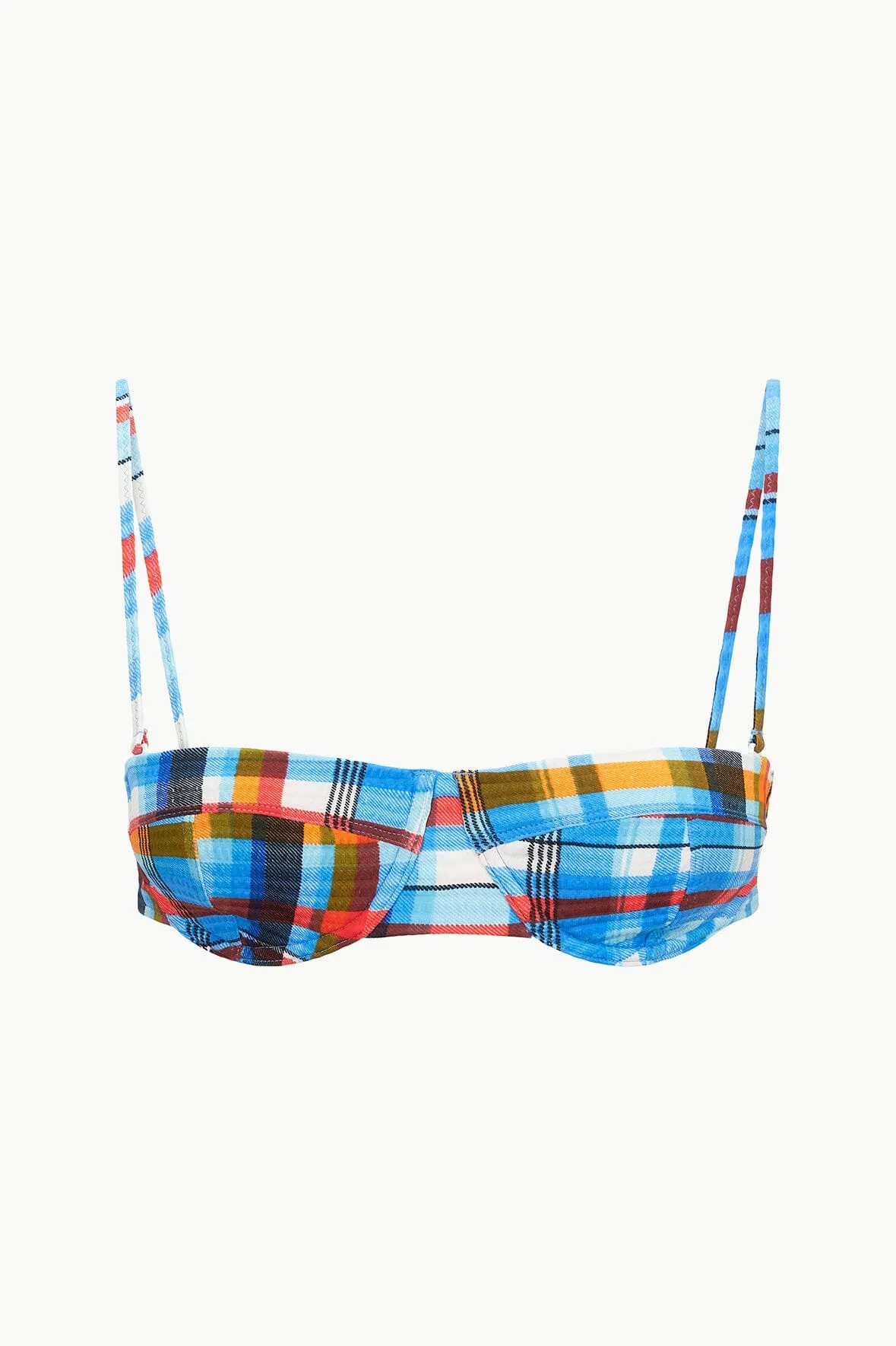 JO BALCONETTE BIKINI TOP | MADRAS PLAID sold by STAUD product image thumbnail 5