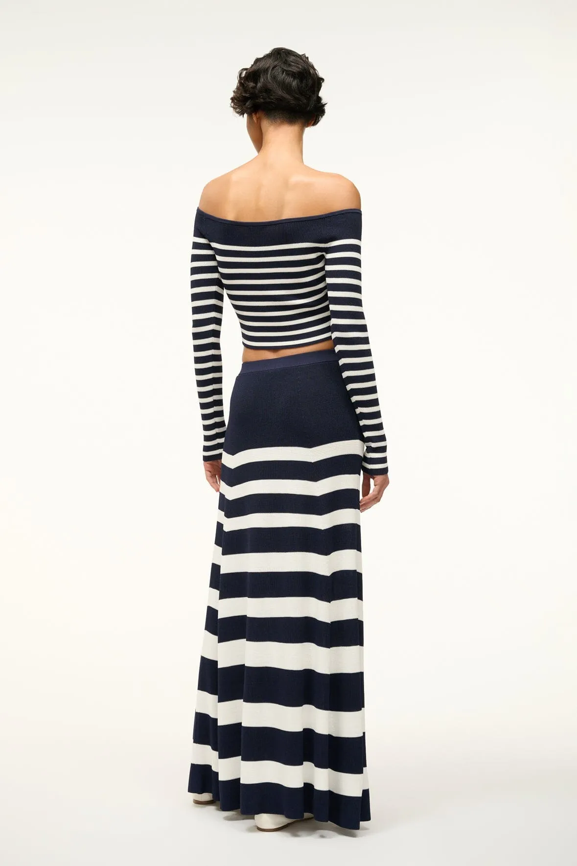 SWIRLING SKIRT | NAVY WHITE sold by STAUD product image thumbnail 3