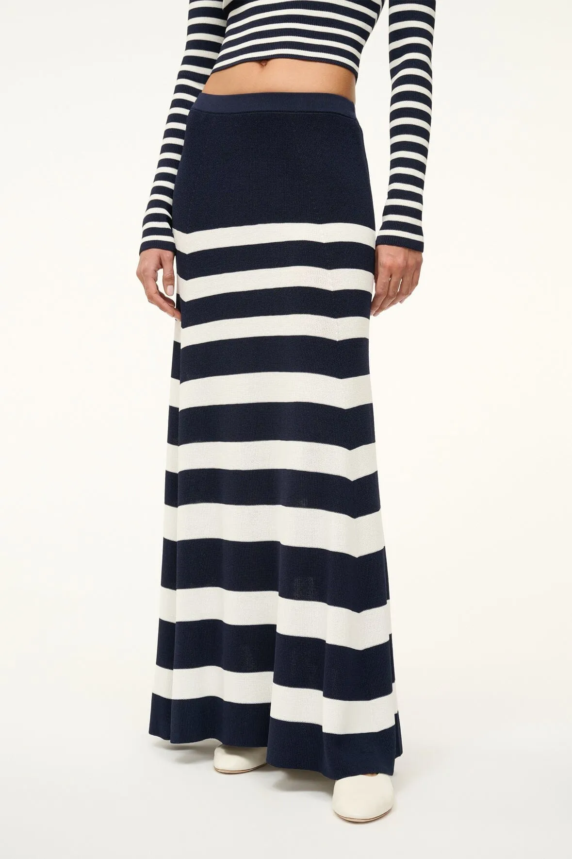 SWIRLING SKIRT | NAVY WHITE sold by STAUD product image thumbnail 2