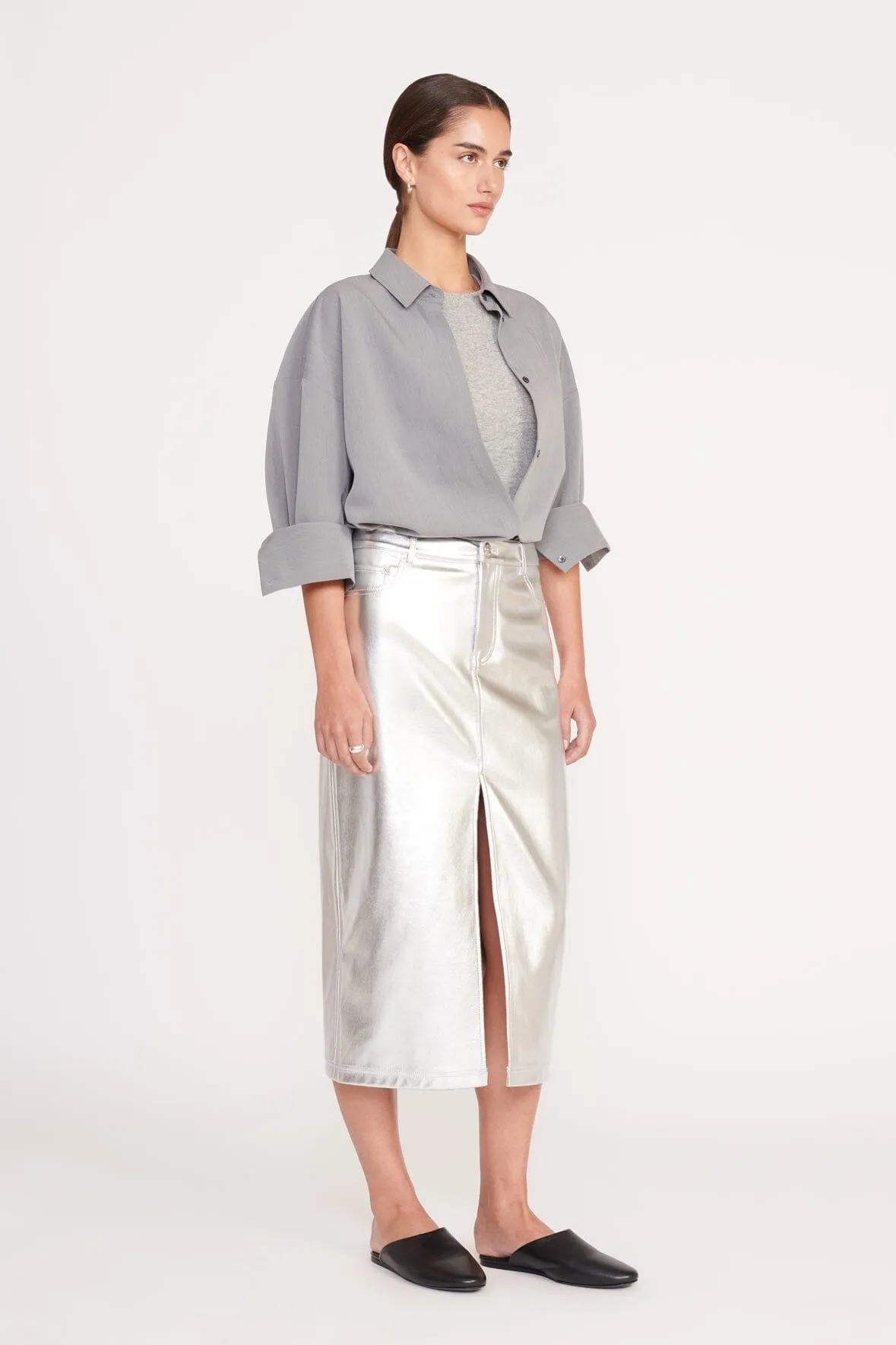 COLTON SHIRT | HEATHER GREY SUITING sold by STAUD product image thumbnail 3