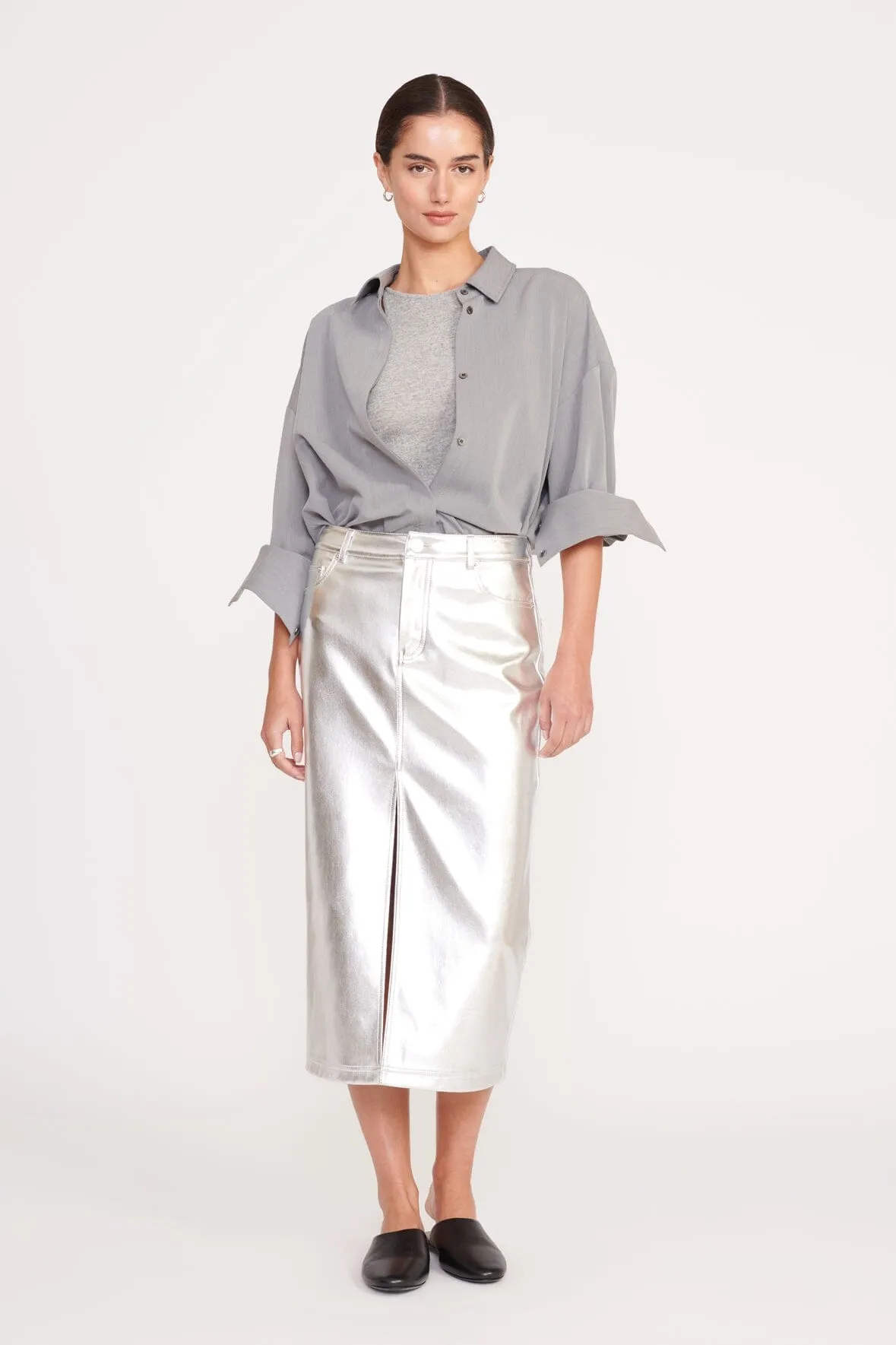 COLTON SHIRT | HEATHER GREY SUITING sold by STAUD product image thumbnail 2