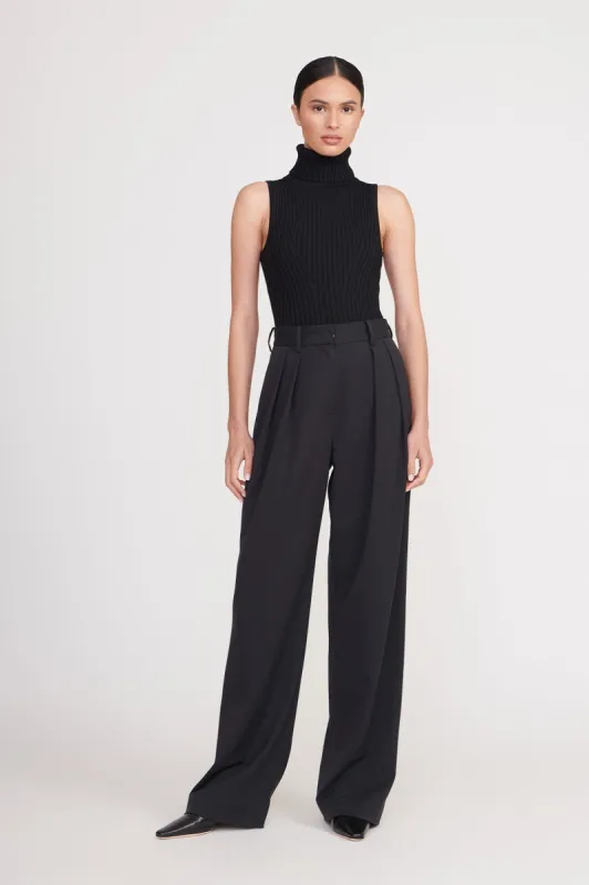 LUISA PANT | BLACK SUITING sold by STAUD