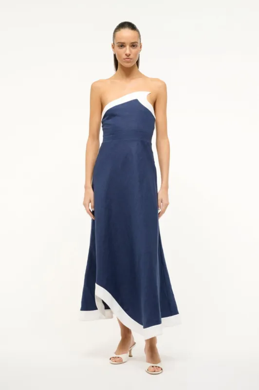 SIRANI DRESS | NAVY WHITE sold by STAUD