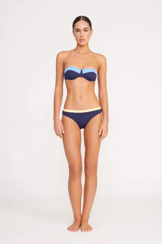 GEMMA BIKINI BOTTOM | NAVY COLORBLOCK sold by STAUD