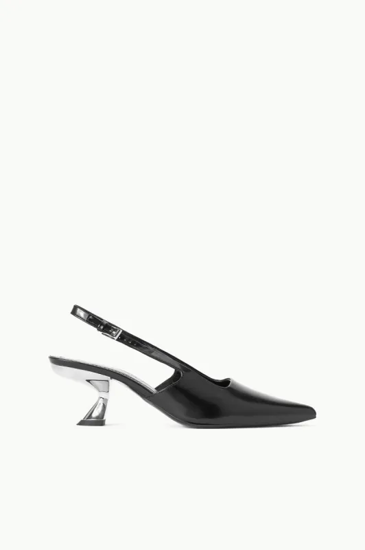 NEVE SLINGBACK HEEL | BLACK METALS sold by STAUD