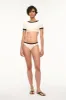 LILY SHORT SLEEVE BIKINI TOP | IVORY BLACK sold by STAUD