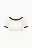 LILY SHORT SLEEVE BIKINI TOP | IVORY BLACK sold by STAUD