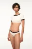LILY SHORT SLEEVE BIKINI TOP | IVORY BLACK sold by STAUD
