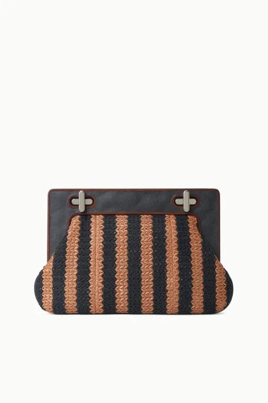 ALBA FRAME CLUTCH | BLACK TAN SEASHORE STRIPE sold by STAUD