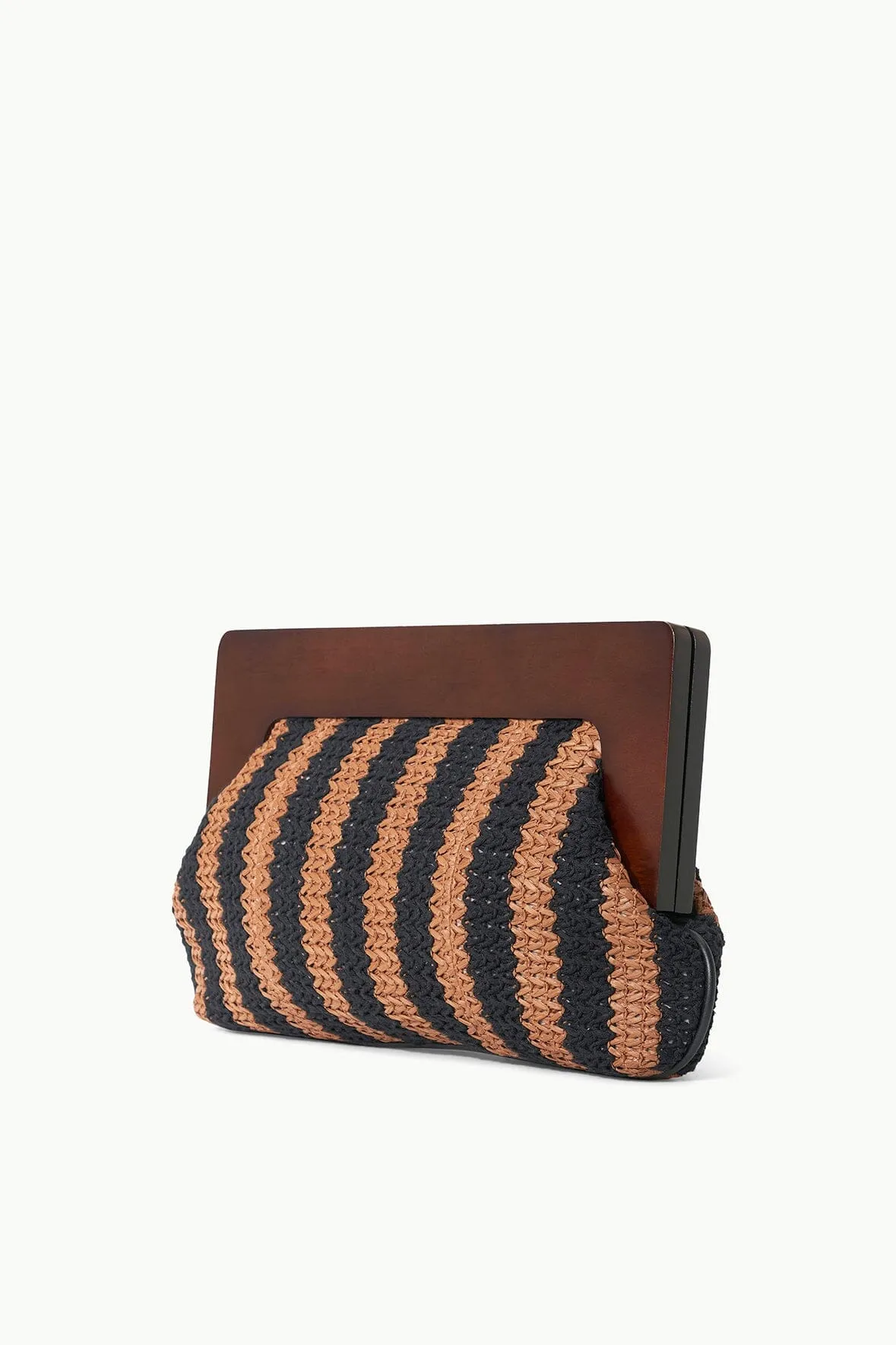 ALBA FRAME CLUTCH | BLACK TAN SEASHORE STRIPE sold by STAUD product image thumbnail 3