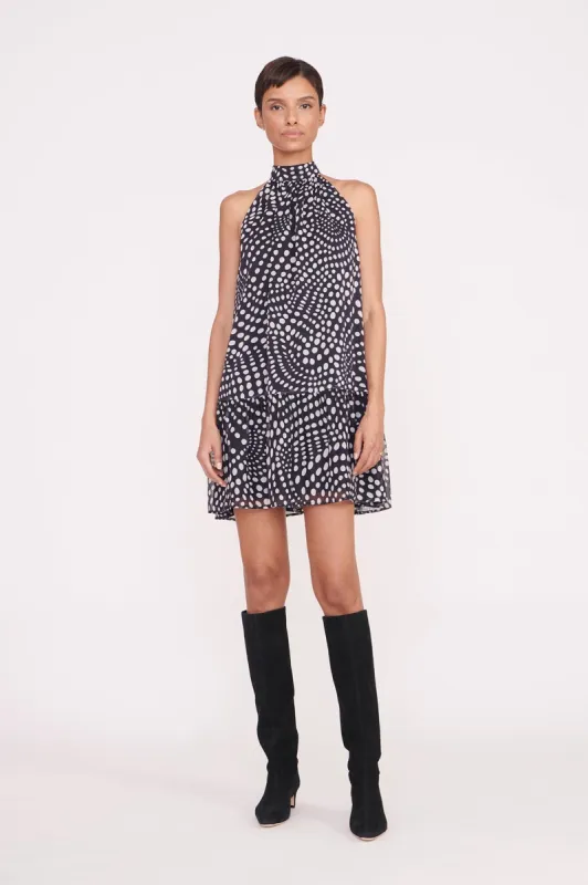 MINI MARLOWE DRESS | BLACK WAVY DOT sold by STAUD