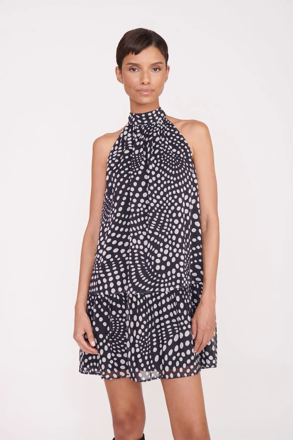 MINI MARLOWE DRESS | BLACK WAVY DOT sold by STAUD product image thumbnail 2