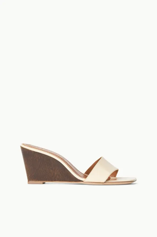 BILLIE WEDGE | CREAM WOOD sold by STAUD