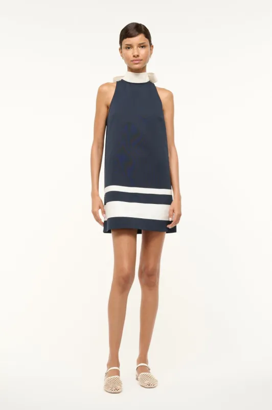 FINN DRESS | NAVY IVORY sold by STAUD