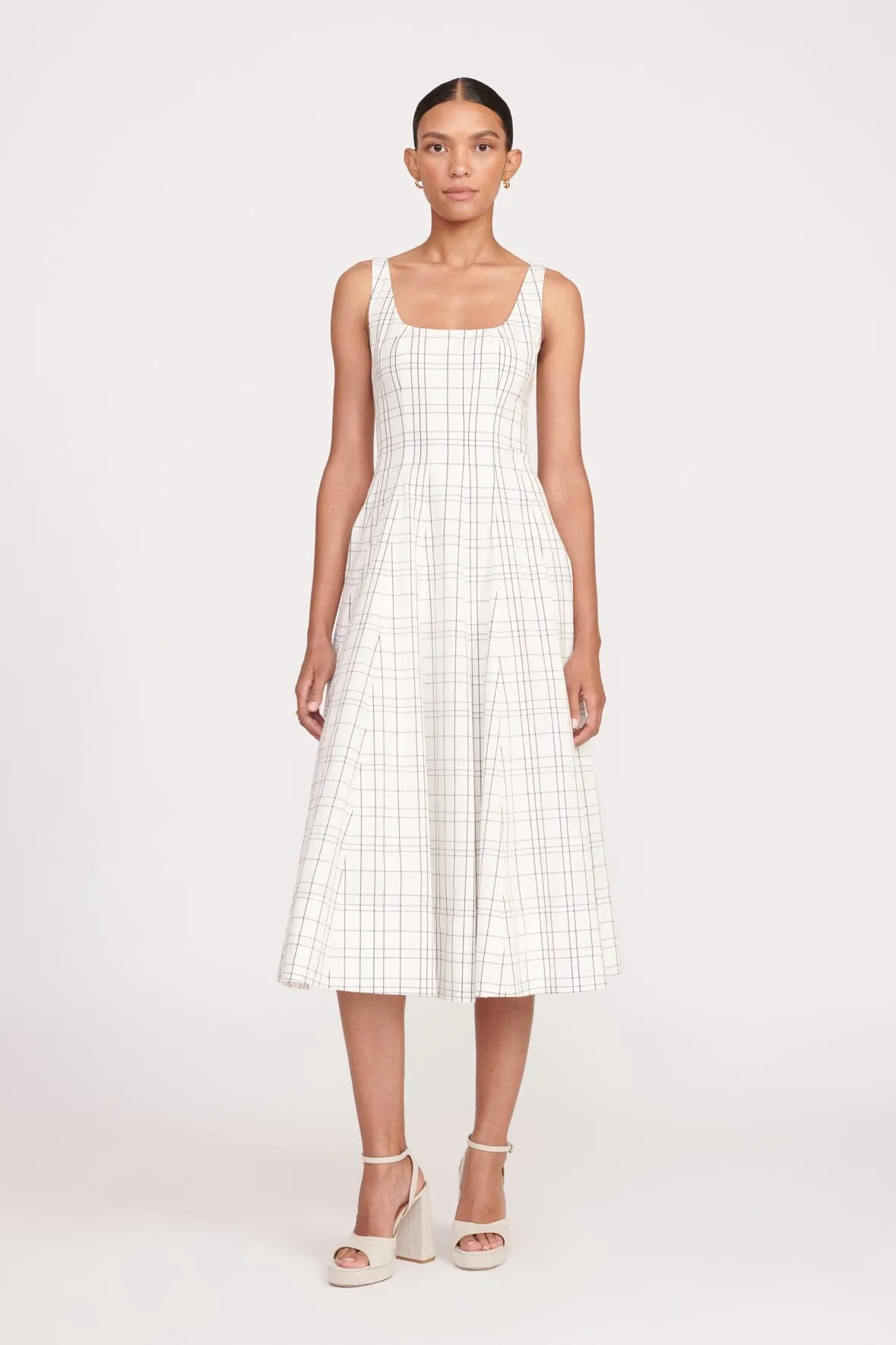 WELLS DRESS | IVORY PLAID sold by STAUD
