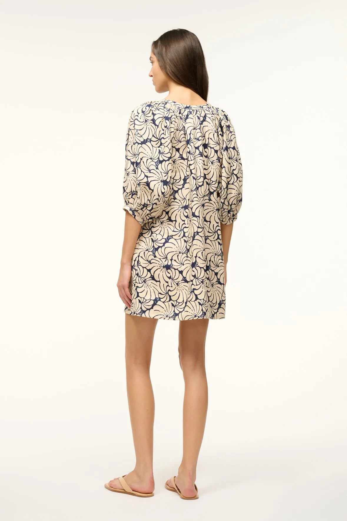 MINI VINCENT DRESS | NAVY SCALLOP BLOCK PRINT sold by STAUD product image thumbnail 4