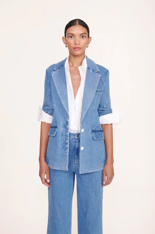 MAXWELL BLAZER | MEDIUM WASH sold by STAUD