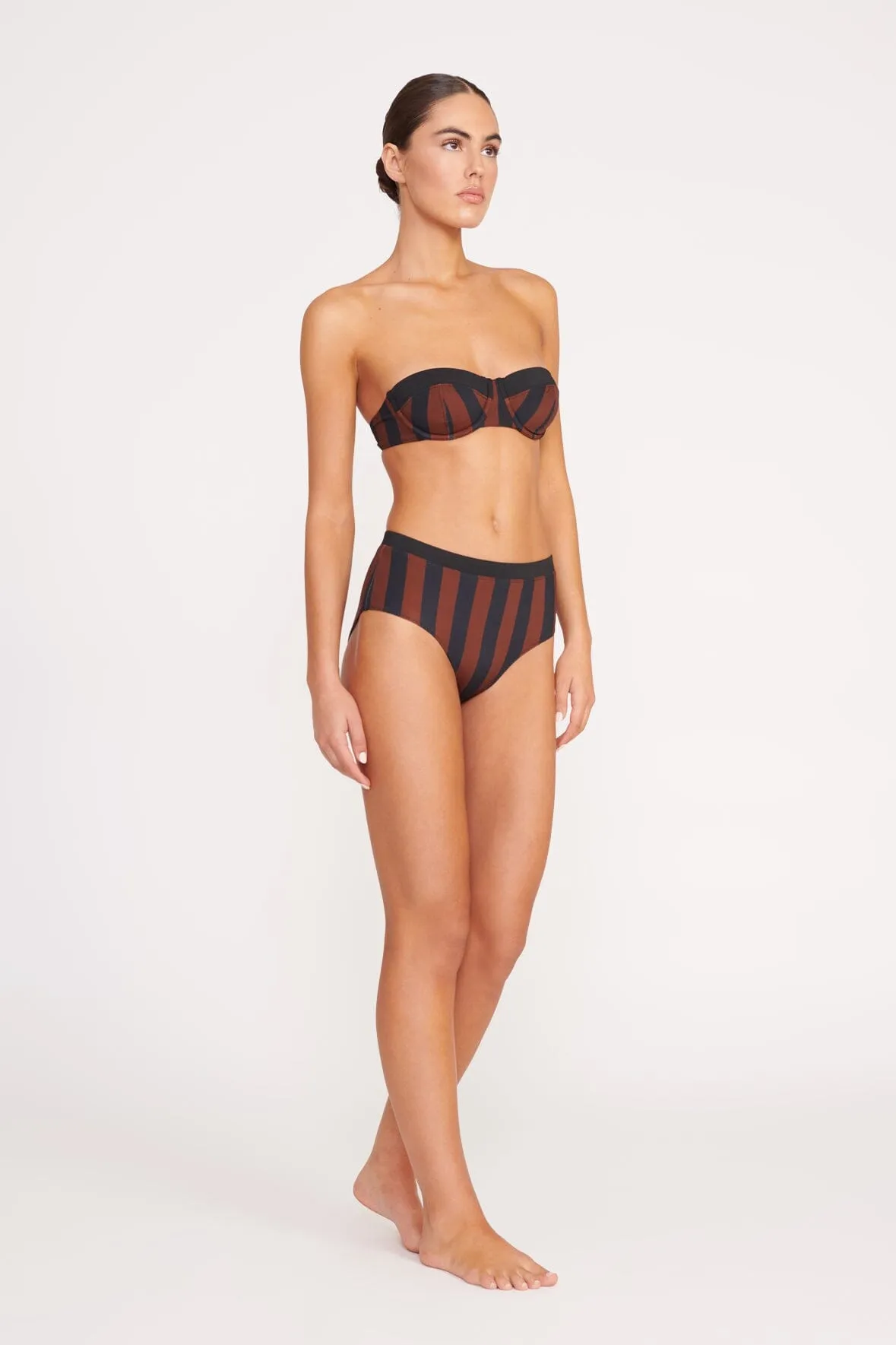 JO BALCONETTE BIKINI TOP | BLACK TAN SEASHORE STRIPE sold by STAUD product image thumbnail 4