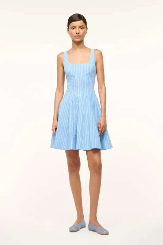 MINI WELLS DRESS | AZURE PINSTRIPE sold by STAUD