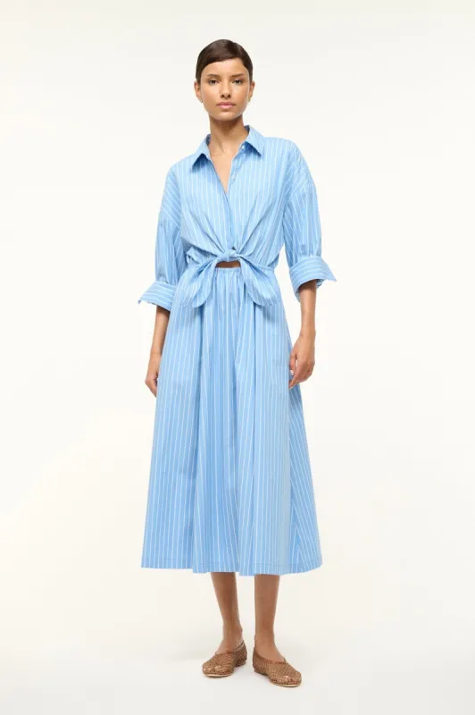 LISA DRESS | AZURE PINSTRIPE sold by STAUD