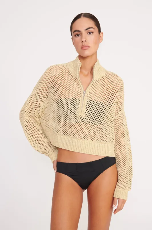 CROPPED HAMPTON SWEATER | NATURAL sold by STAUD