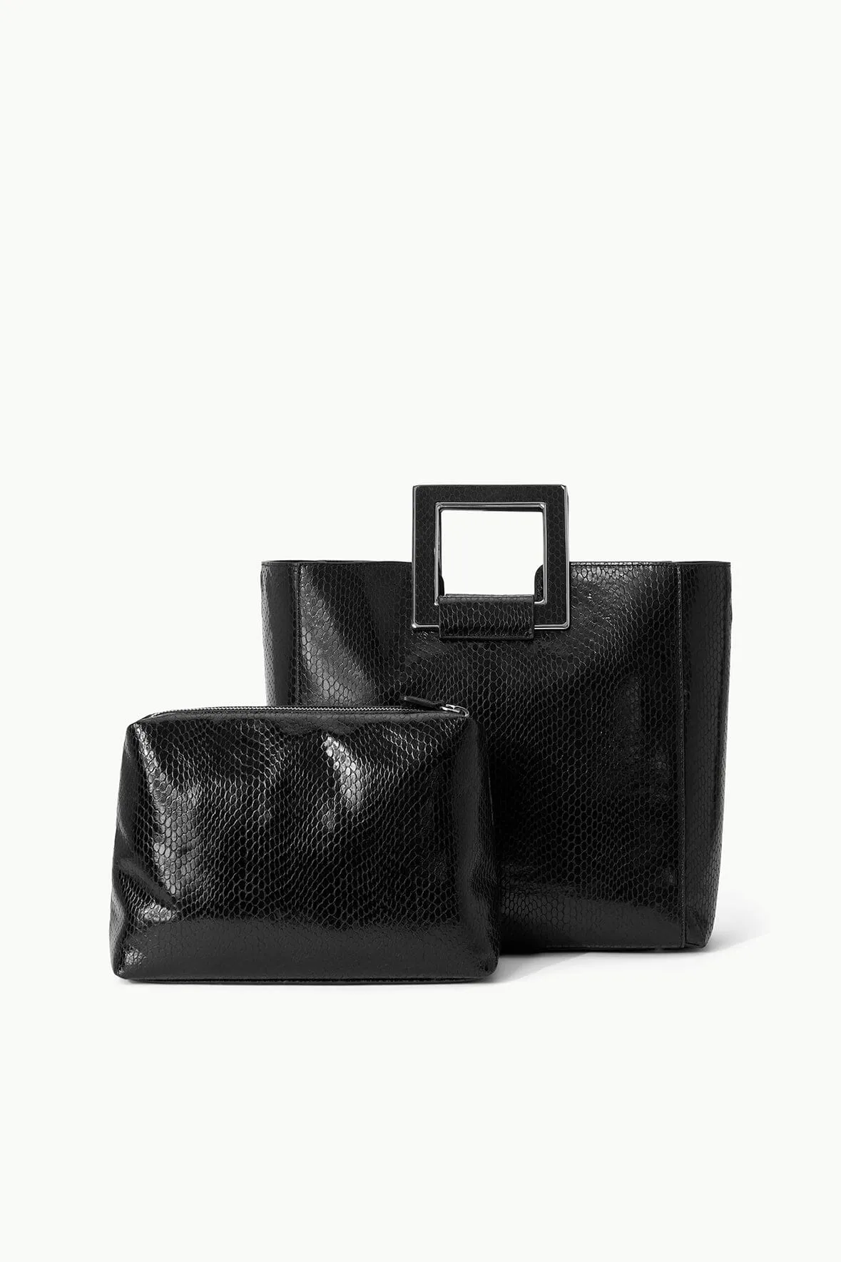 SHIRLEY TOTE BAG | BLACK SNAKE EMBOSSED sold by STAUD product image thumbnail 3