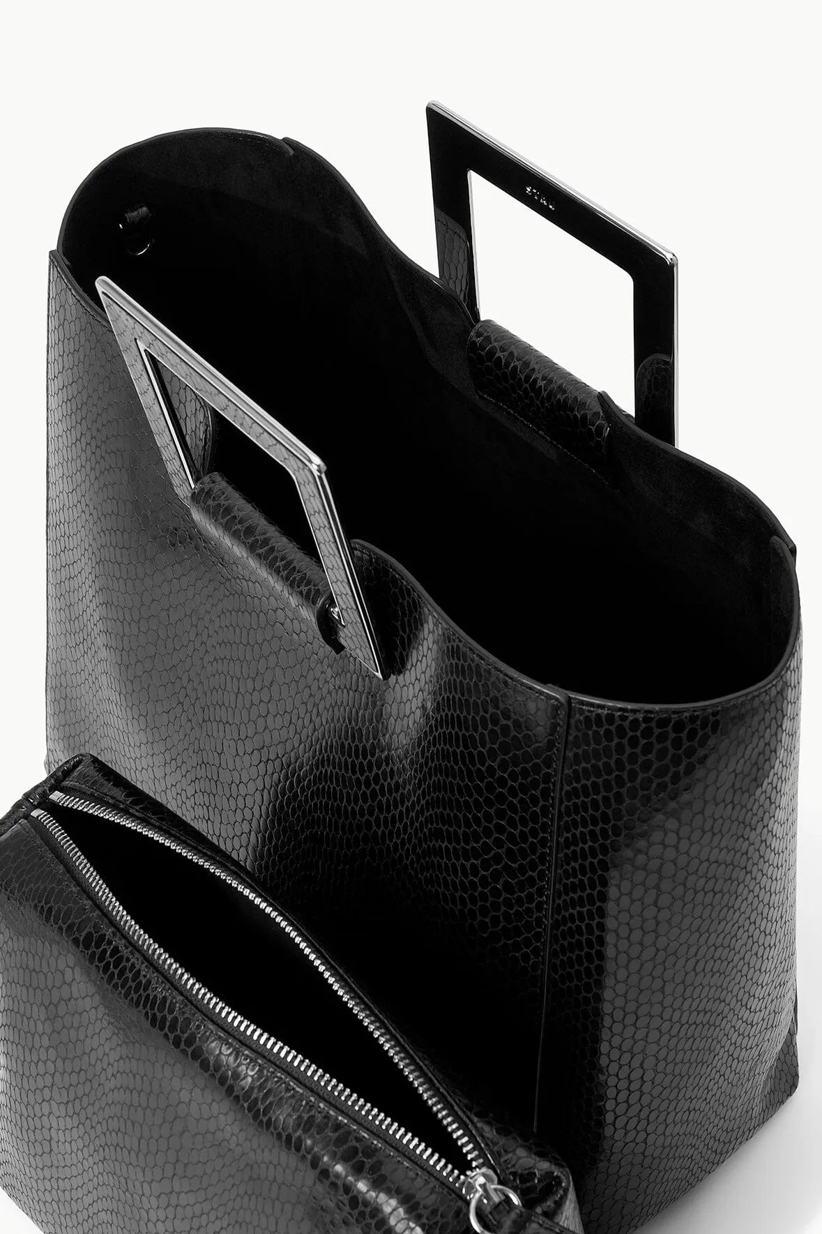 SHIRLEY TOTE BAG | BLACK SNAKE EMBOSSED sold by STAUD product image thumbnail 5