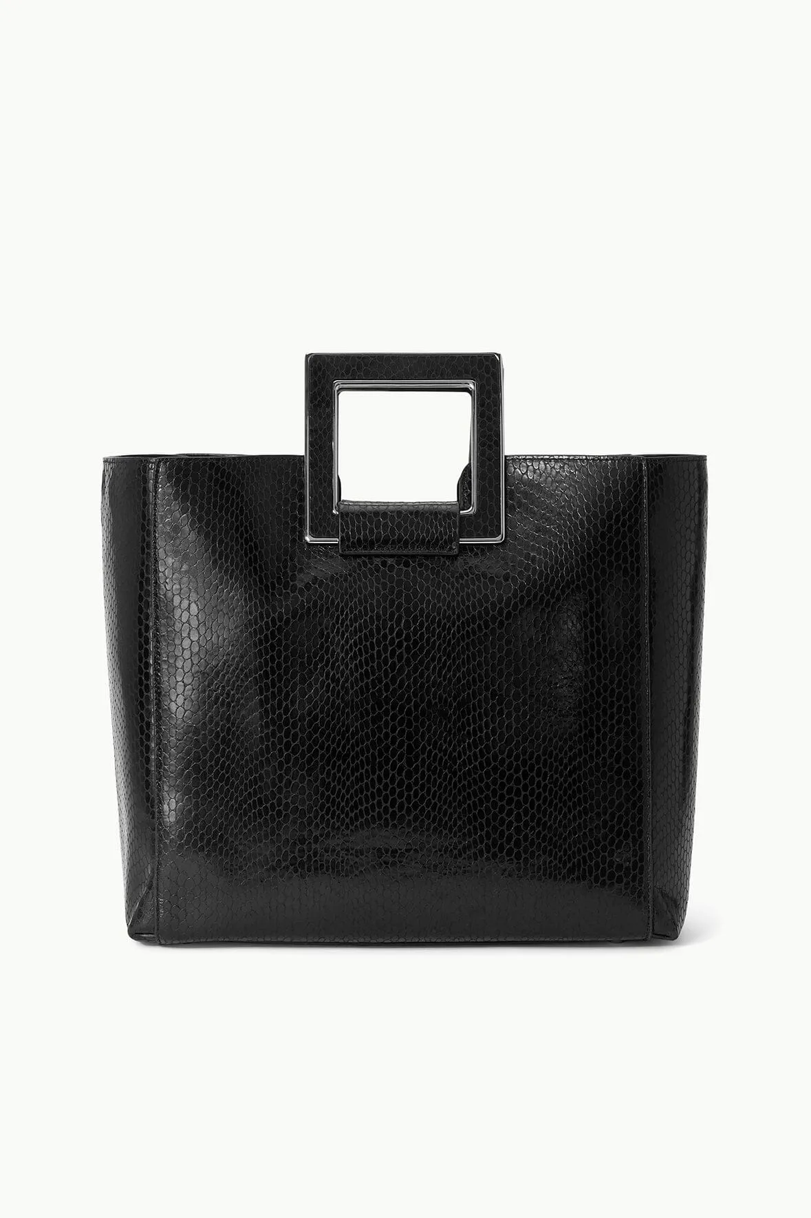 SHIRLEY TOTE BAG | BLACK SNAKE EMBOSSED sold by STAUD
