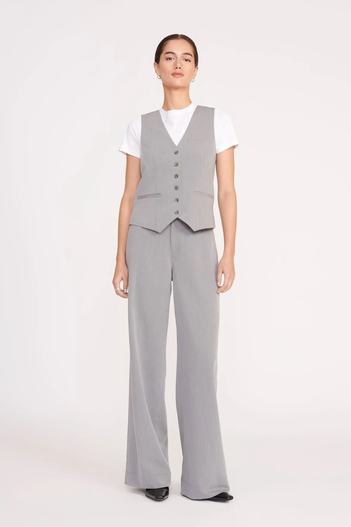 GRAYSON PANT | HEATHER GREY SUITING sold by STAUD