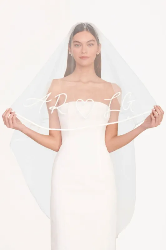 CUSTOM EMBROIDERED INITIALS VEIL sold by STAUD