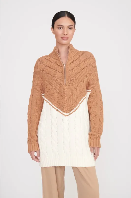HAMPTON SWEATER | CAMEL IVORY sold by STAUD