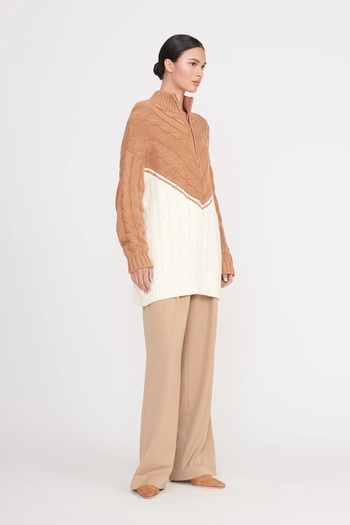 HAMPTON SWEATER | CAMEL IVORY sold by STAUD product image thumbnail 3