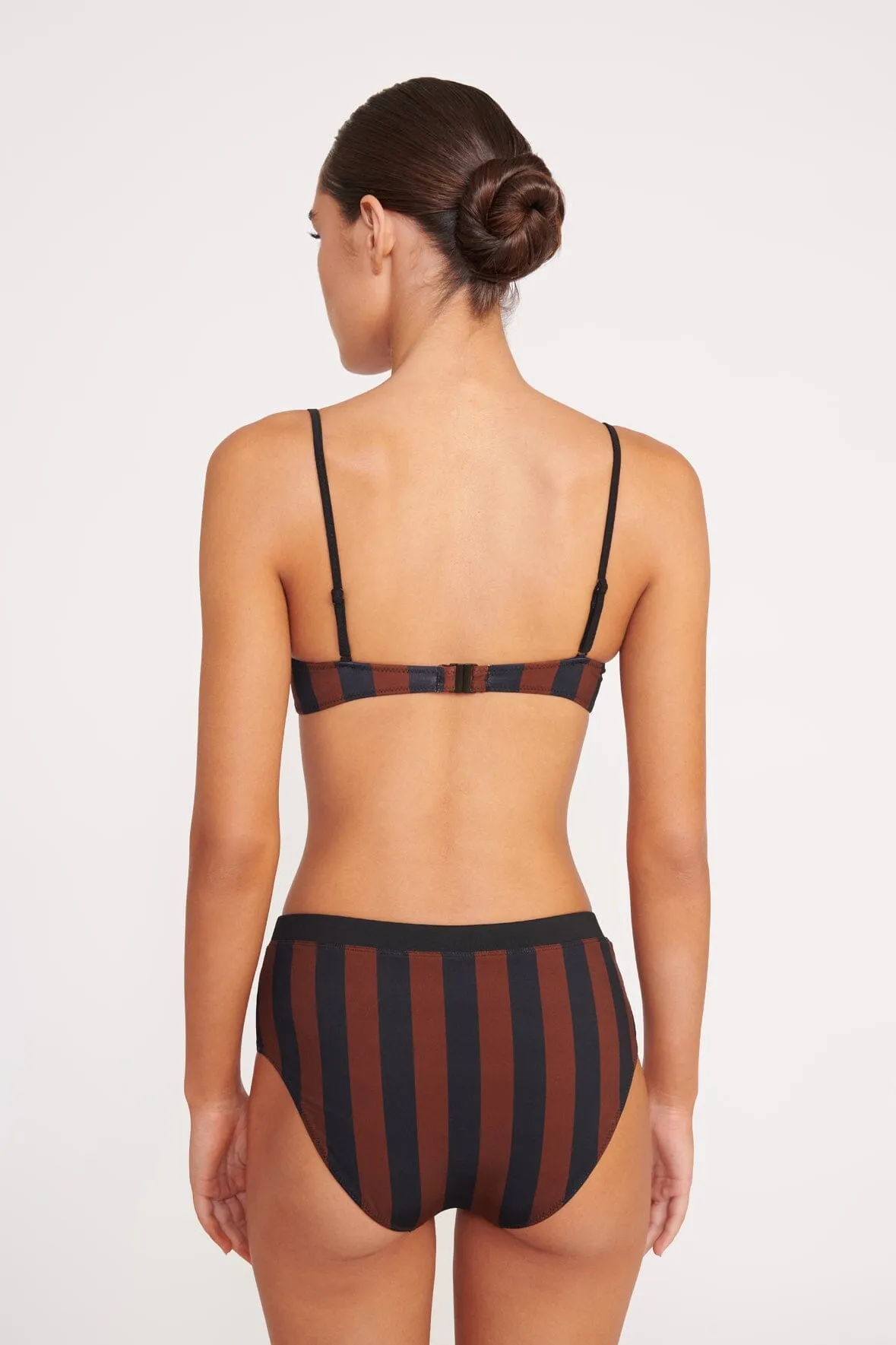 DEVON HIGH RISE BIKINI BOTTOM | BLACK TAN SEASHORE STRIPE sold by STAUD product image thumbnail 4