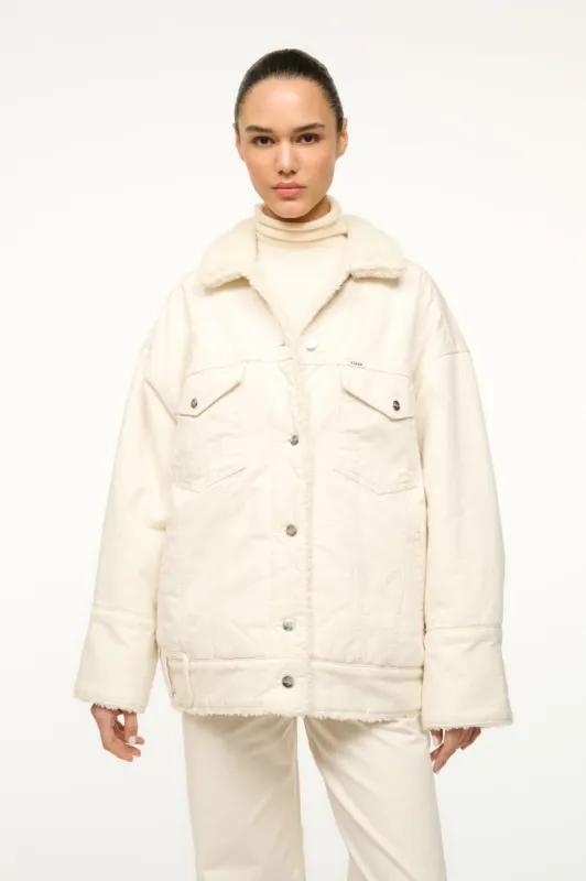 STAUD + WRANGLER REVERSIBLE BIGGEST JEAN JACKET | CREAM made by STAUD