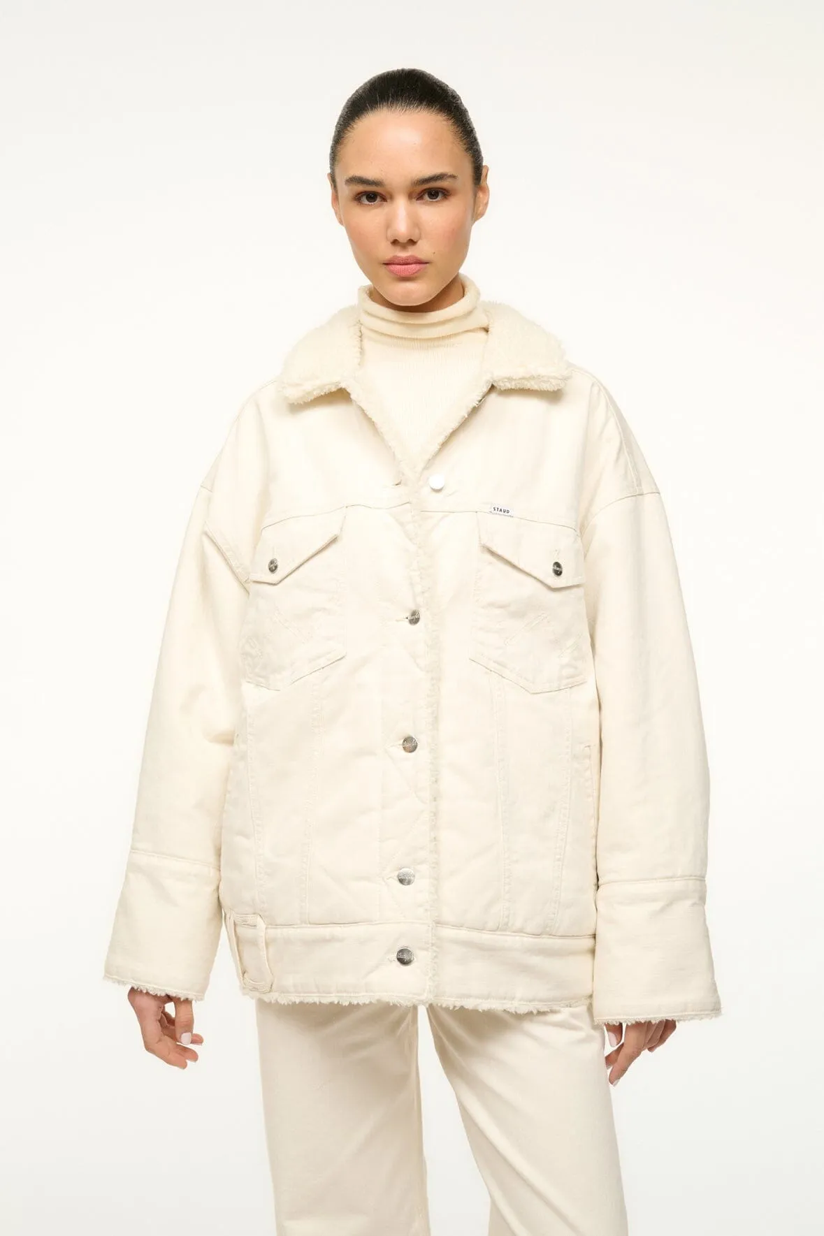 STAUD + WRANGLER REVERSIBLE BIGGEST JEAN JACKET | CREAM sold by STAUD