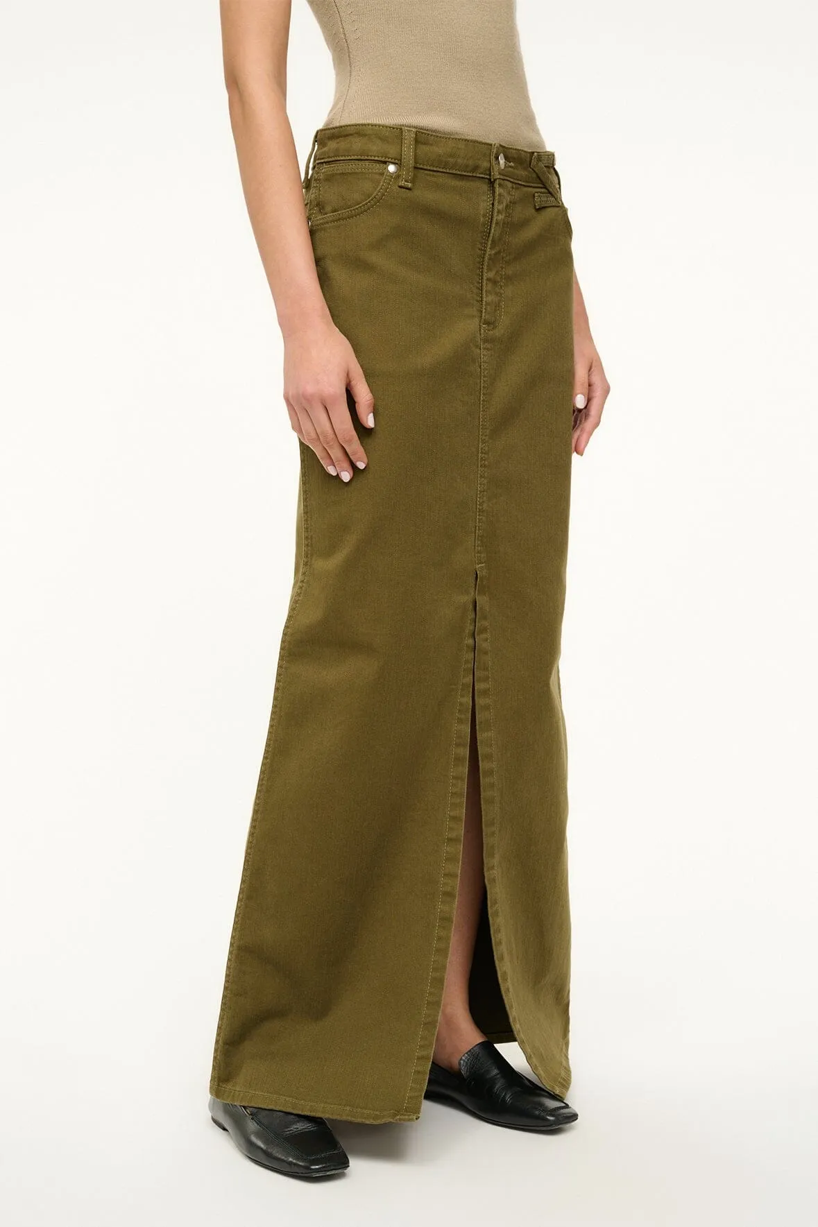 STAUD + WRANGLER THE MAXI SKIRT | SERGEANT GREEN sold by STAUD product image thumbnail 2