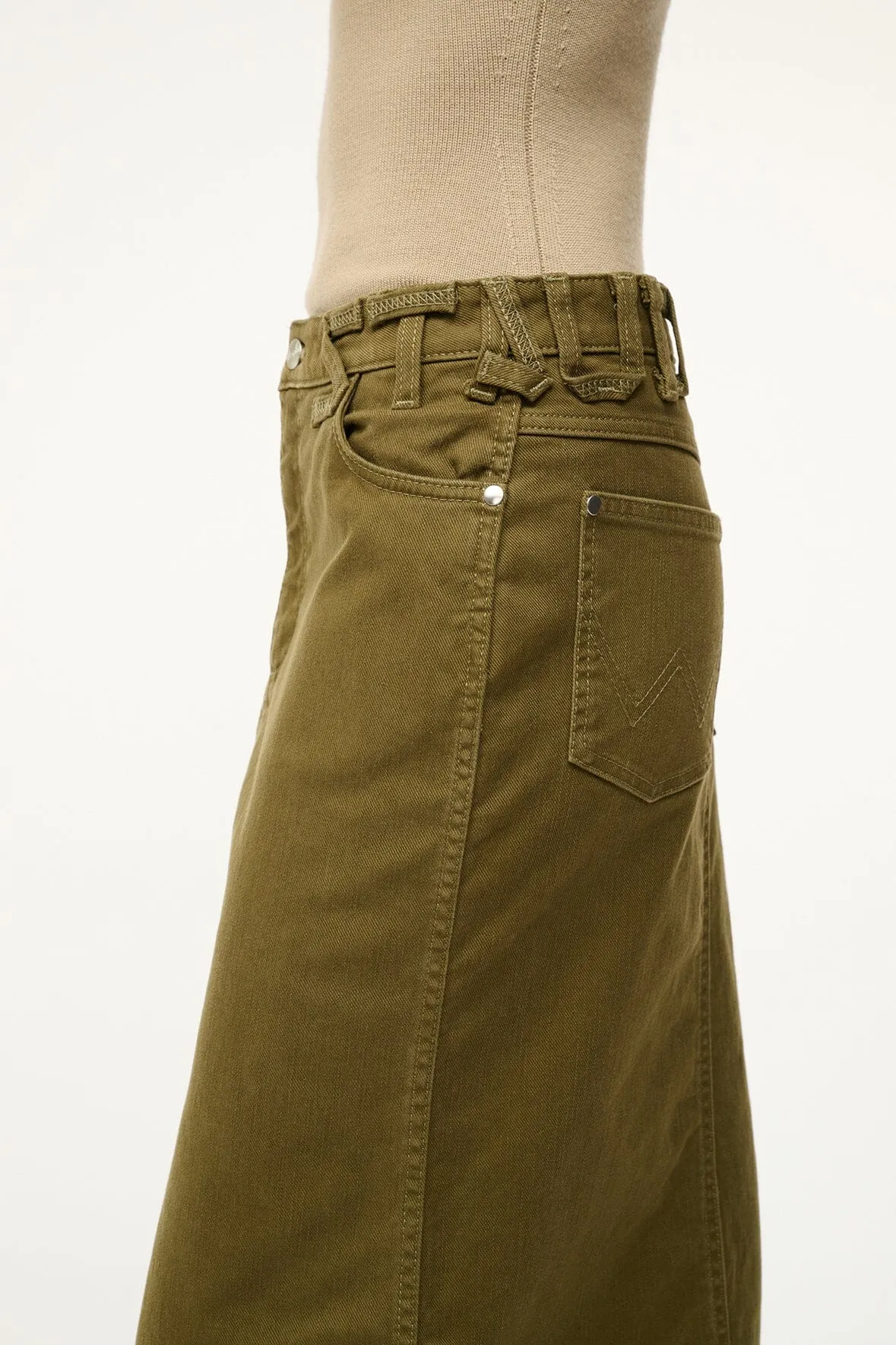 STAUD + WRANGLER THE MAXI SKIRT | SERGEANT GREEN sold by STAUD product image thumbnail 4
