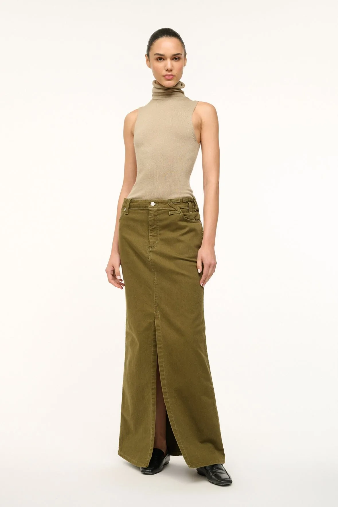 STAUD + WRANGLER THE MAXI SKIRT | SERGEANT GREEN sold by STAUD