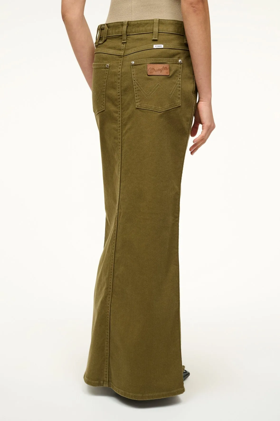 STAUD + WRANGLER THE MAXI SKIRT | SERGEANT GREEN sold by STAUD product image thumbnail 3
