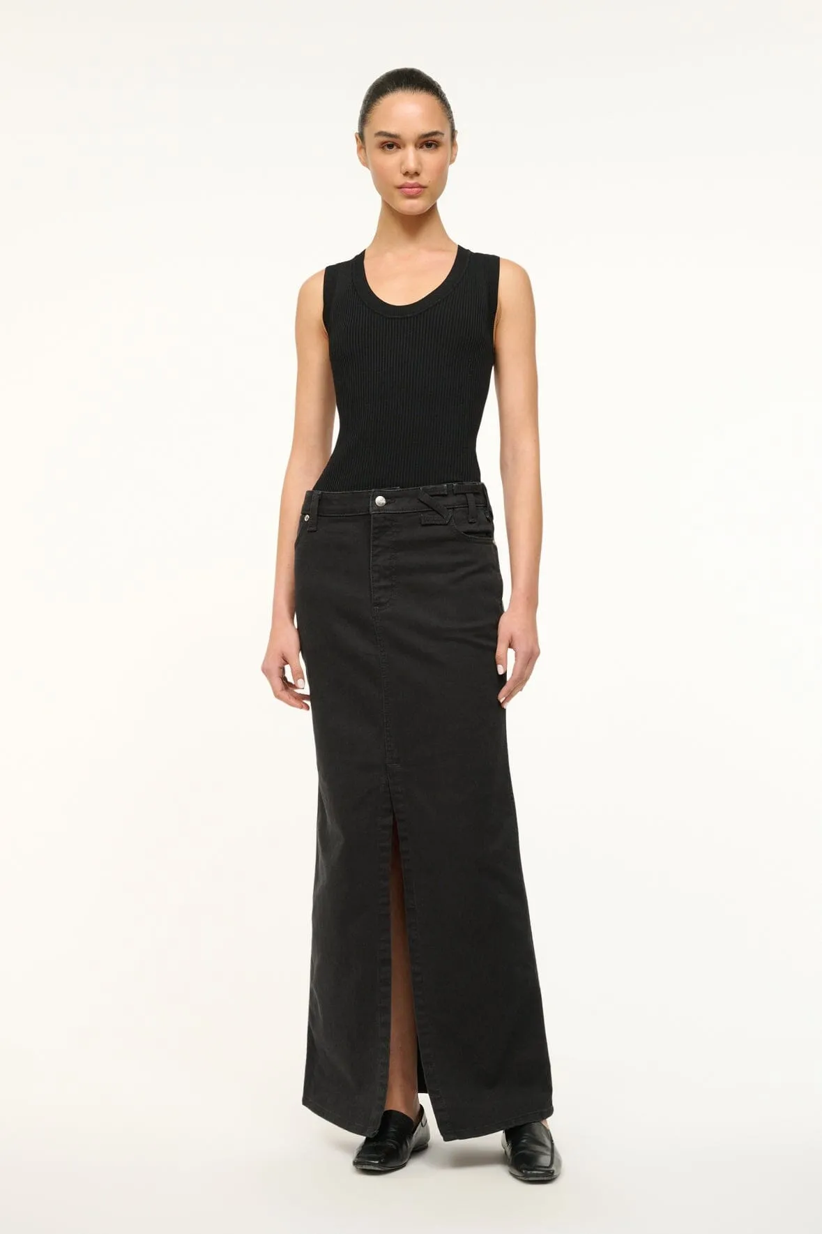 STAUD + WRANGLER THE MAXI SKIRT | BLACK sold by STAUD