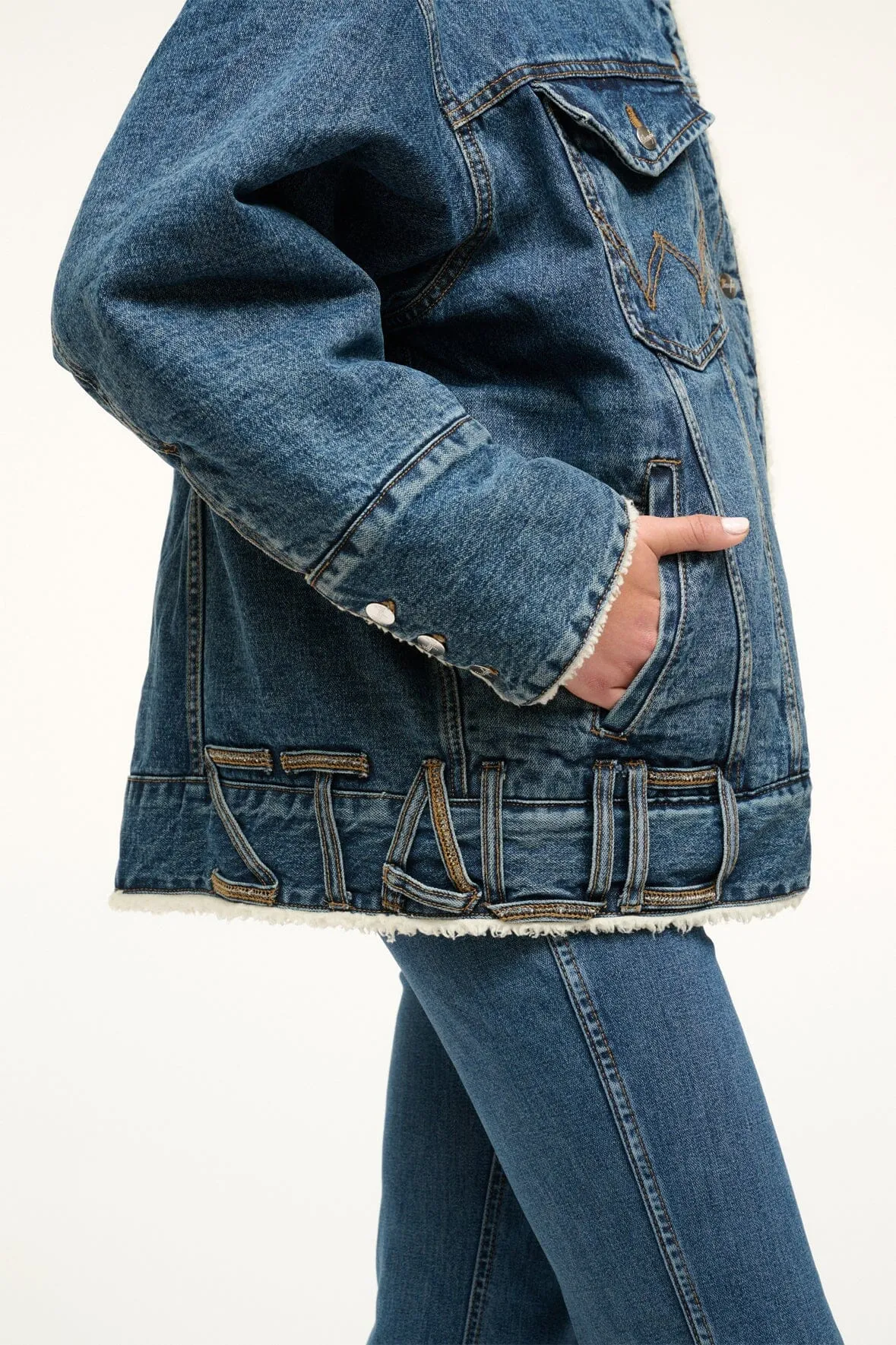 STAUD + WRANGLER REVERSIBLE BIGGEST JEAN JACKET | INDIGO WASH sold by STAUD product image thumbnail 4