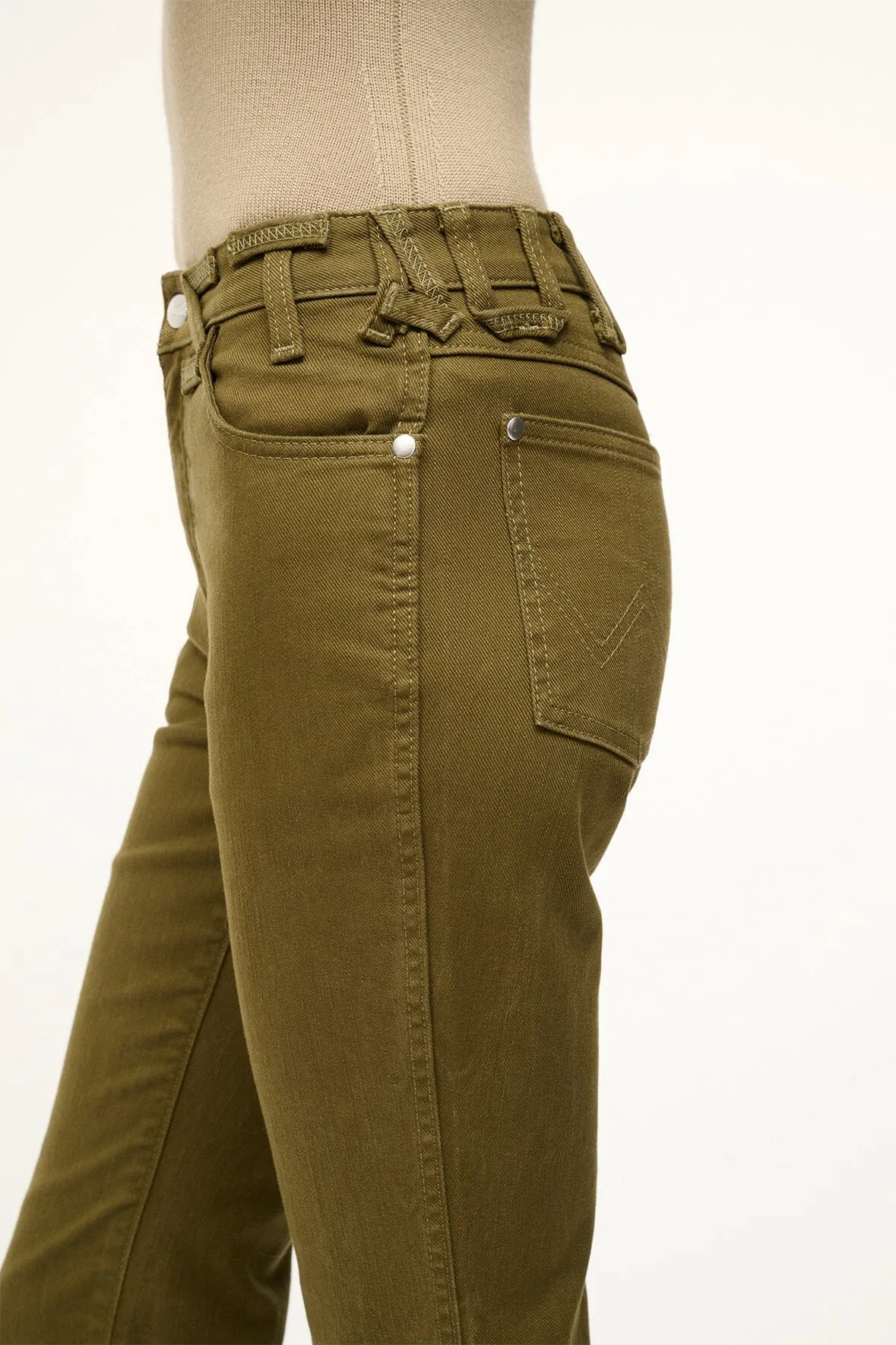 STAUD + WRANGLER THE CROPPED BOOT JEAN | SERGEANT GREEN sold by STAUD product image thumbnail 4