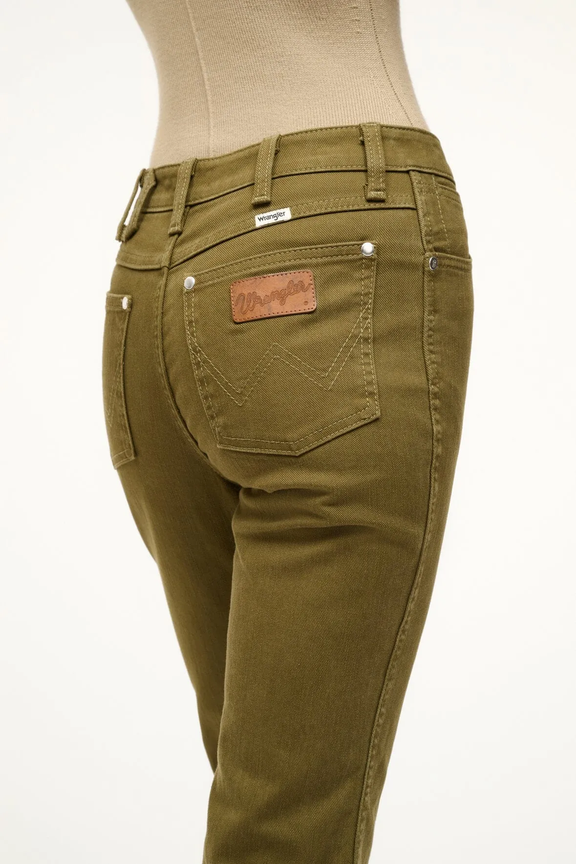 STAUD + WRANGLER THE CROPPED BOOT JEAN | SERGEANT GREEN sold by STAUD product image thumbnail 3