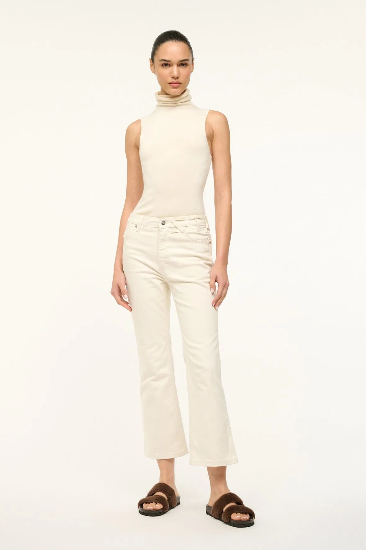 STAUD + WRANGLER THE CROPPED BOOT JEAN | CREAM sold by STAUD