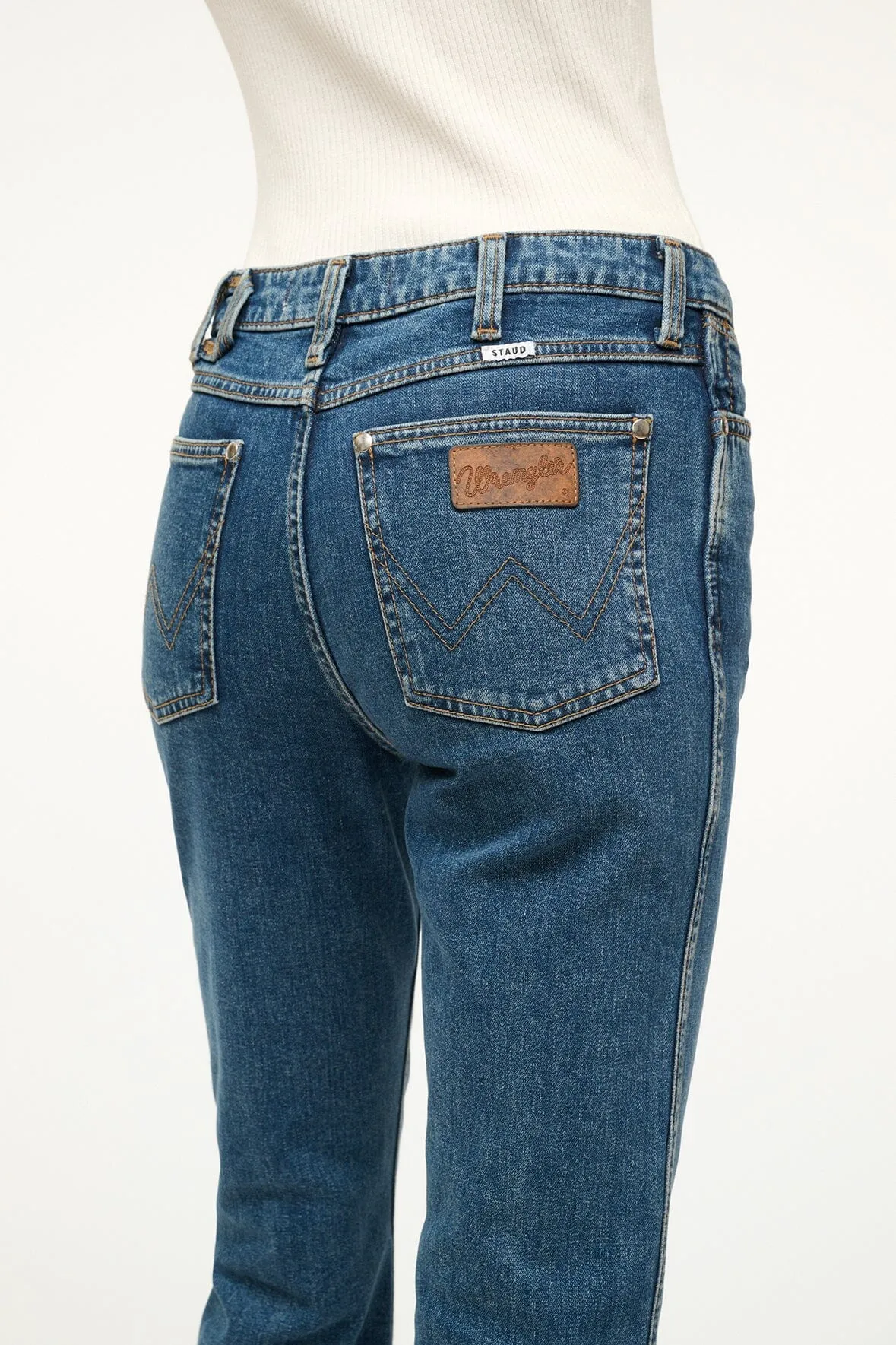 STAUD + WRANGLER THE CROPPED BOOT JEAN | INDIGO WASH sold by STAUD product image thumbnail 4