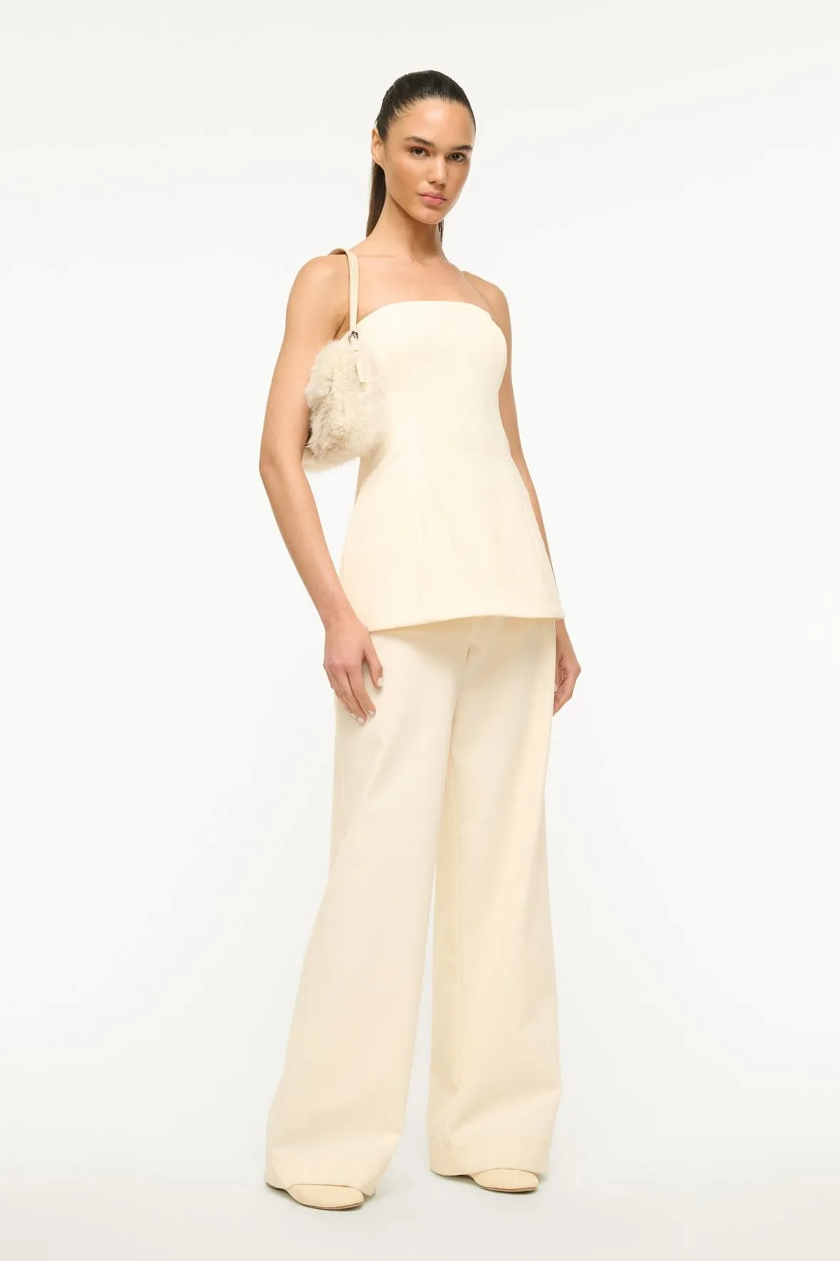 HARLOW FAUX FUR BAG | CREAM sold by STAUD product image thumbnail 4