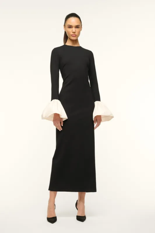 HAWTHORNE MAXI DRESS | BLACK IVORY sold by STAUD