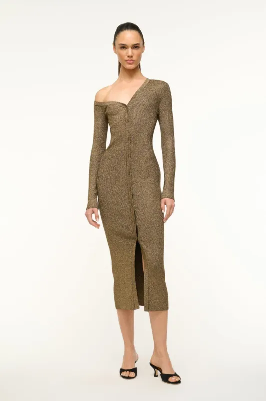CRAFTSMAN SWEATER DRESS | METALLIC GOLD sold by STAUD